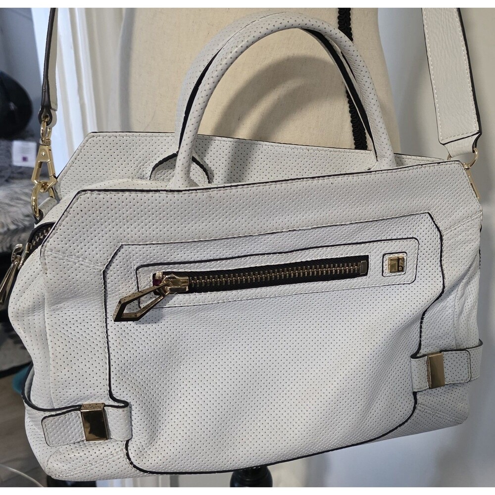Very Rare BOTKIER Summer White LEATHER ShoulderBag TopHandle CROSSBODY Purse EuC